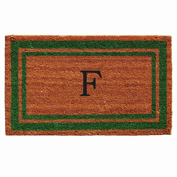 Calloway Mills Monogram Door Mat, Natural, Green, 24 in W x 36 in L 153012436F - main